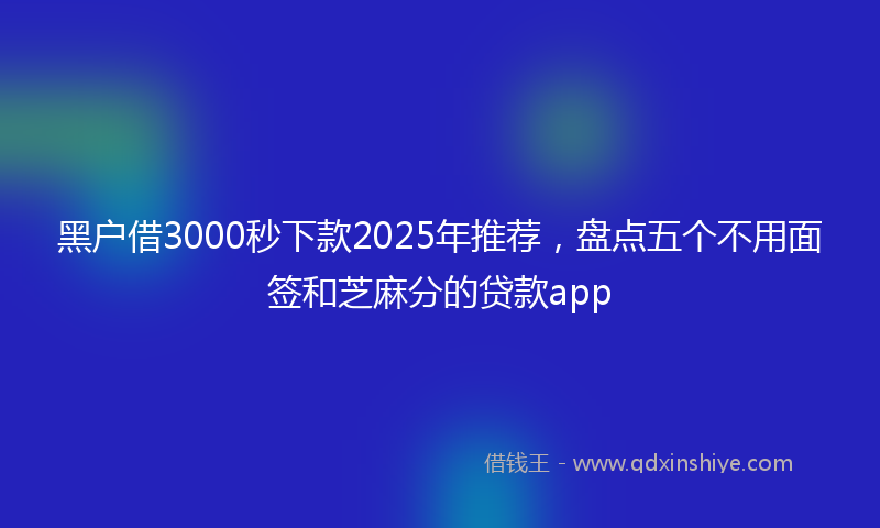 黑户借3000秒下款2025年推荐，盘点五个不用面签和芝麻分的贷款app