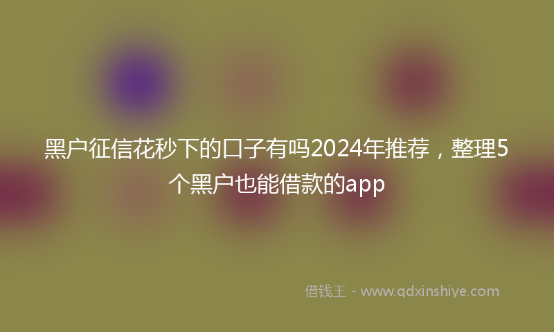 黑户征信花秒下的口子有吗2024年推荐，整理5个黑户也能借款的app