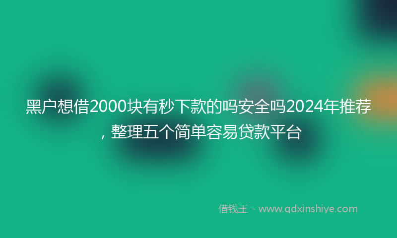 黑户想借2000块有秒下款的吗安全吗2024年推荐，整理五个简单容易贷款平台