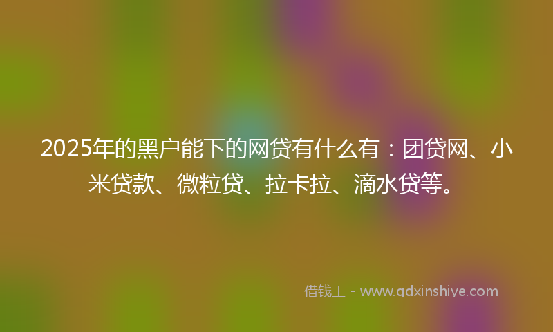 2025年的黑户能下的网贷有什么有：团贷网、小米贷款、微粒贷、拉卡拉、滴水贷等。