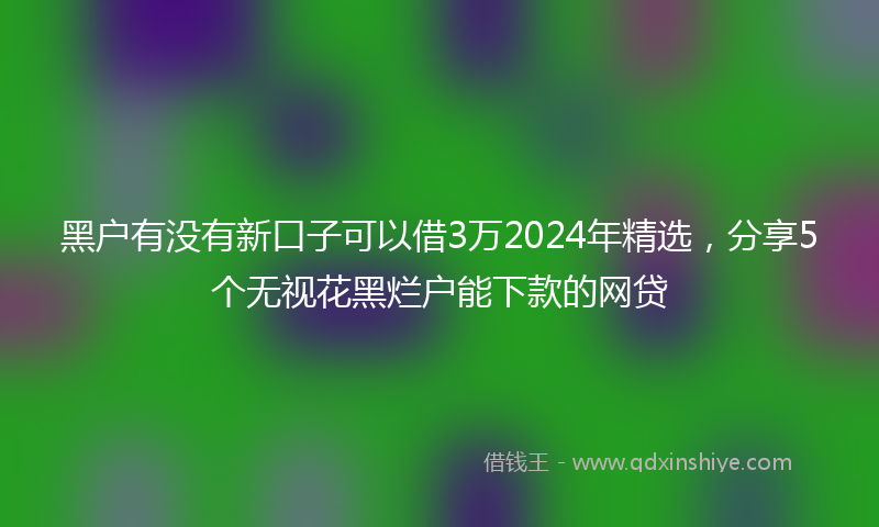 黑户有没有新口子可以借3万2024年精选，分享5个无视花黑烂户能下款的网贷