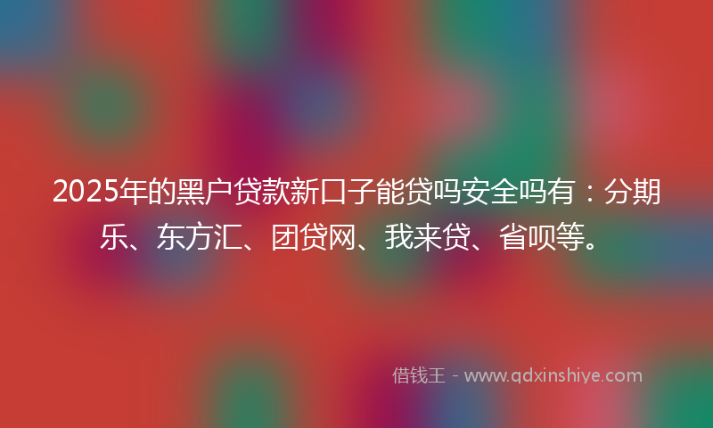 2025年的黑户贷款新口子能贷吗安全吗有：分期乐、东方汇、团贷网、我来贷、省呗等。