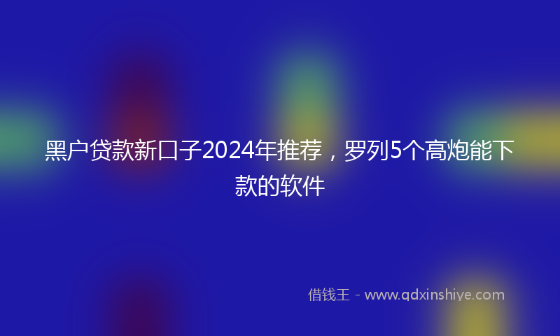 黑户贷款新口子2024年推荐，罗列5个高炮能下款的软件