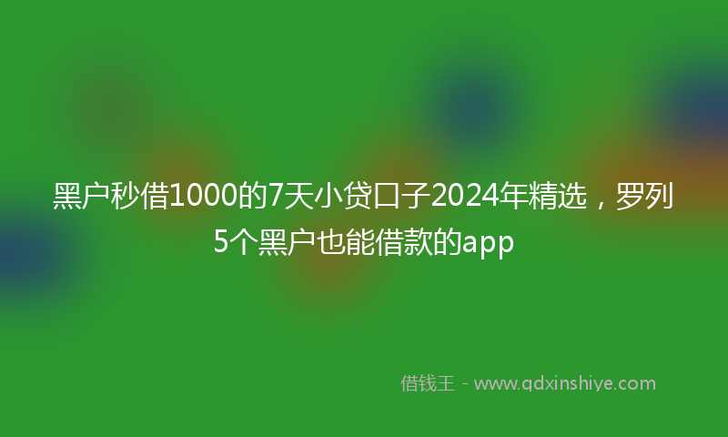 黑户秒借1000的7天小贷口子2024年精选，罗列5个黑户也能借款的app