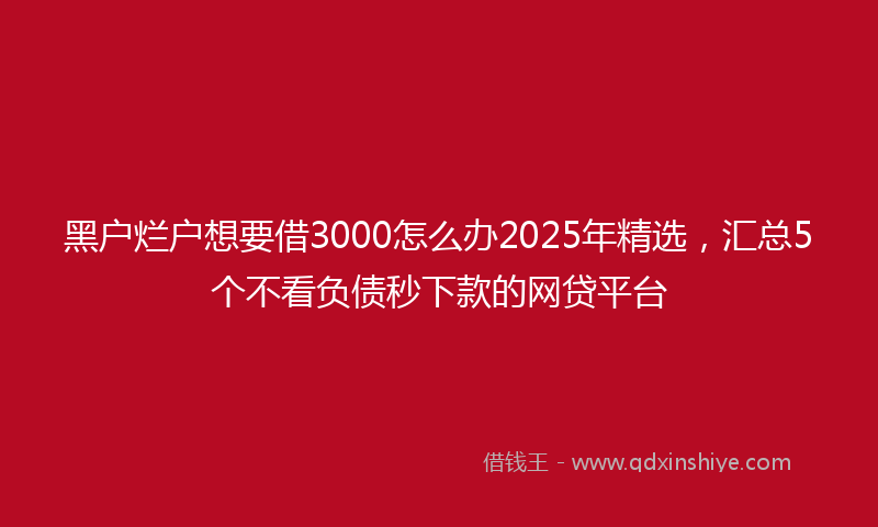 黑户烂户想要借3000怎么办2025年精选，汇总5个不看负债秒下款的网贷平台