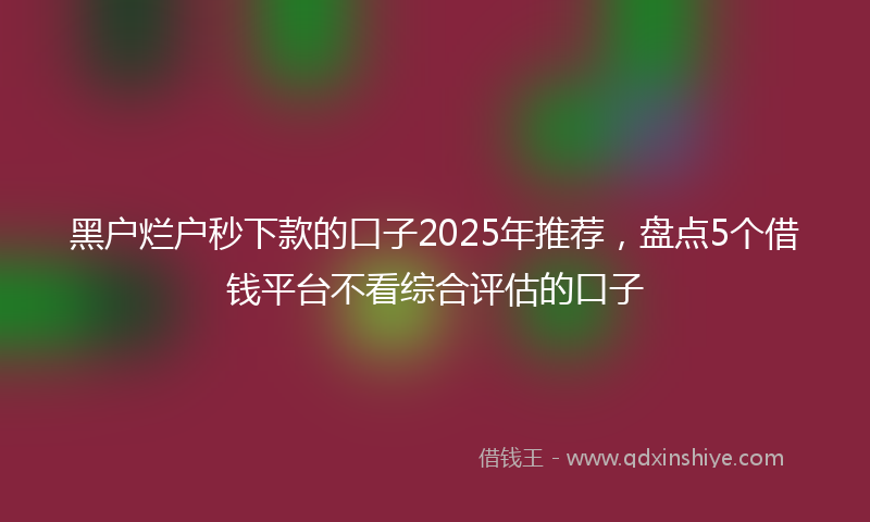 黑户烂户秒下款的口子2025年推荐，盘点5个借钱平台不看综合评估的口子