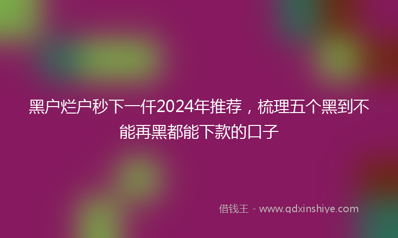 黑户烂户秒下一仟2024年推荐，梳理五个黑到不能再黑都能下款的口子