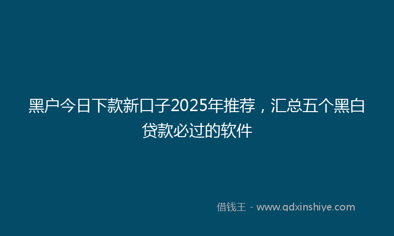 黑户今日下款新口子2025年推荐，汇总五个黑白贷款必过的软件