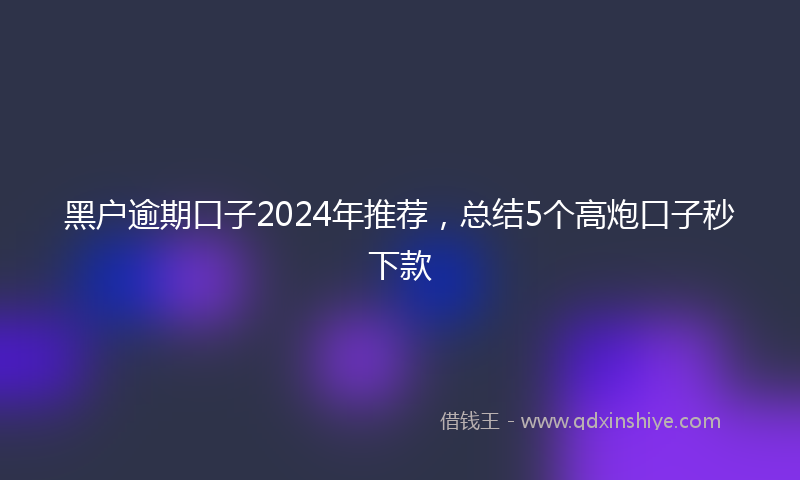 黑户逾期口子2024年推荐，总结5个高炮口子秒下款