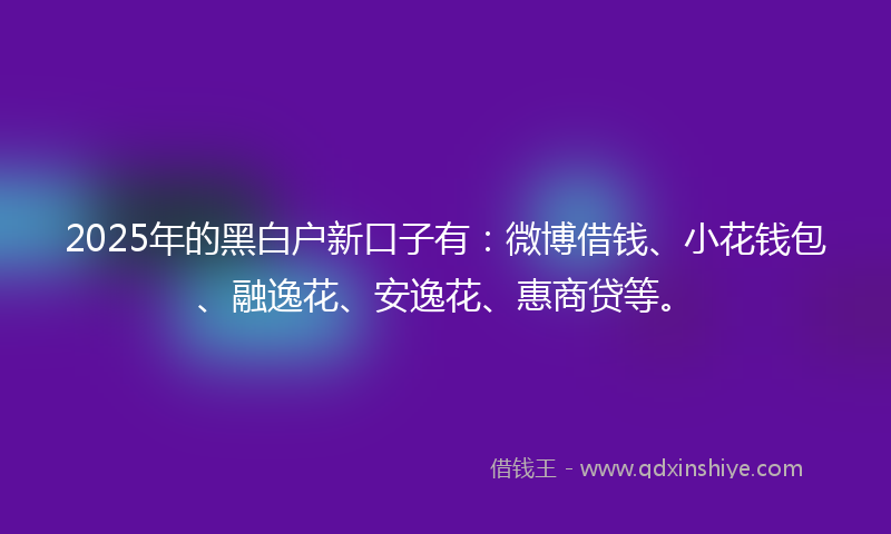 2025年的黑白户新口子有：微博借钱、小花钱包、融逸花、安逸花、惠商贷等。