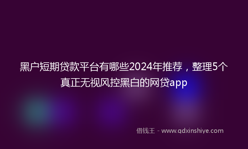 黑户短期贷款平台有哪些2024年推荐，整理5个真正无视风控黑白的网贷app