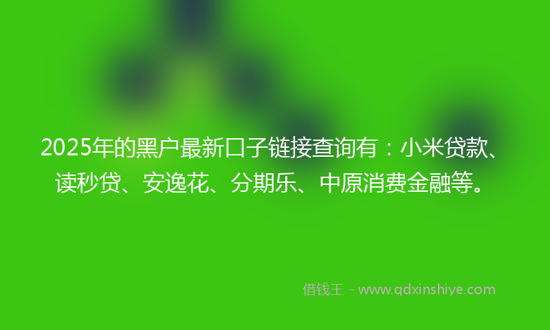 2025年的黑户最新口子链接查询有：小米贷款、读秒贷、安逸花、分期乐、中原消费金融等。