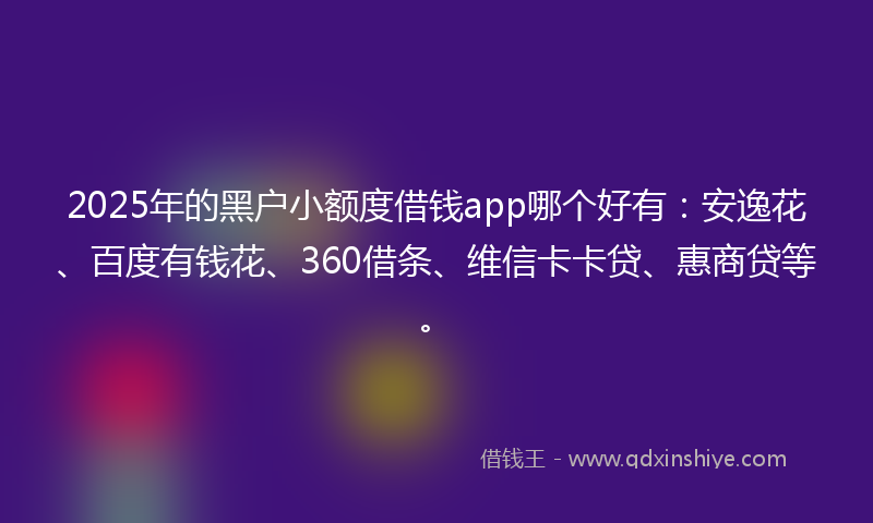 2025年的黑户小额度借钱app哪个好有：安逸花、百度有钱花、360借条、维信卡卡贷、惠商贷等。