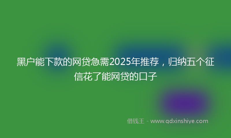 黑户能下款的网贷急需2025年推荐，归纳五个征信花了能网贷的口子