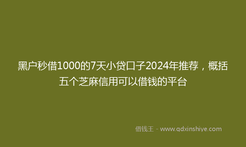 黑户秒借1000的7天小贷口子2024年推荐，概括五个芝麻信用可以借钱的平台