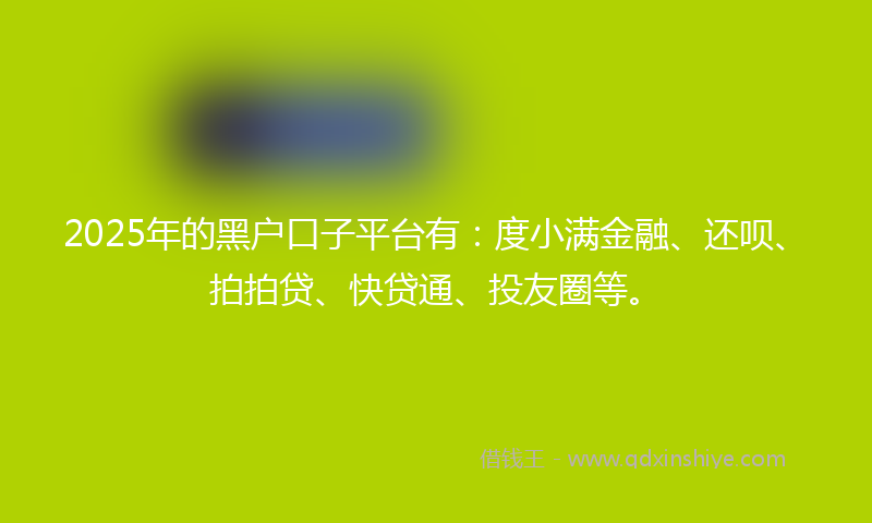 2025年的黑户口子平台有：度小满金融、还呗、拍拍贷、快贷通、投友圈等。