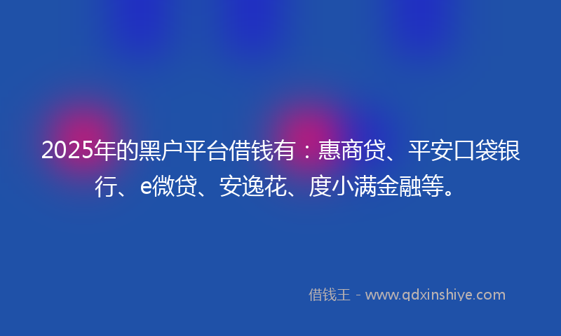2025年的黑户平台借钱有：惠商贷、平安口袋银行、e微贷、安逸花、度小满金融等。
