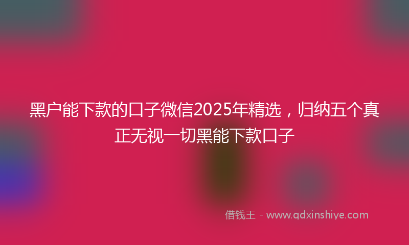 黑户能下款的口子微信2025年精选，归纳五个真正无视一切黑能下款口子