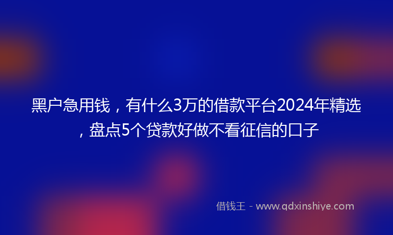 黑户急用钱，有什么3万的借款平台2024年精选，盘点5个贷款好做不看征信的口子