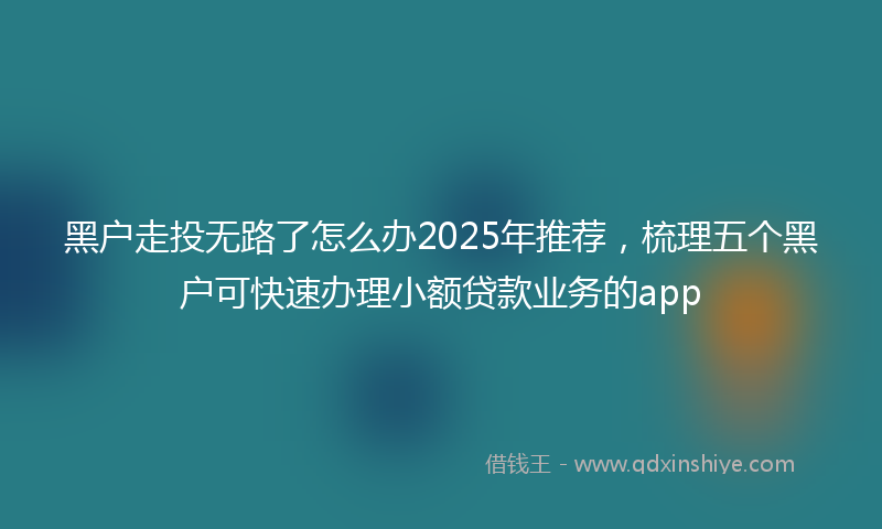 黑户走投无路了怎么办2025年推荐，梳理五个黑户可快速办理小额贷款业务的app