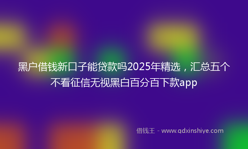 黑户借钱新口子能贷款吗2025年精选，汇总五个不看征信无视黑白百分百下款app