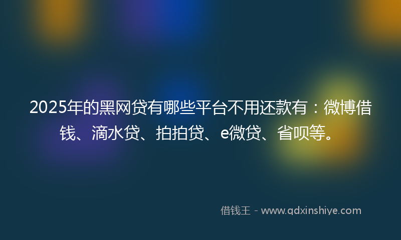 2025年的黑网贷有哪些平台不用还款有：微博借钱、滴水贷、拍拍贷、e微贷、省呗等。