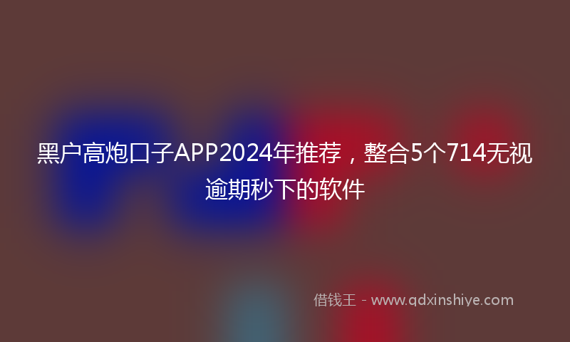 黑户高炮口子APP2024年推荐，整合5个714无视逾期秒下的软件