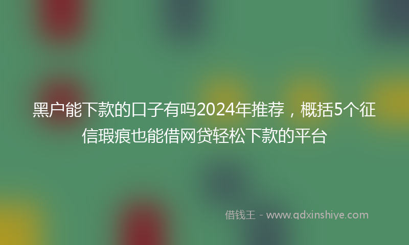 黑户能下款的口子有吗2024年推荐，概括5个征信瑕疵也能借网贷轻松下款的平台
