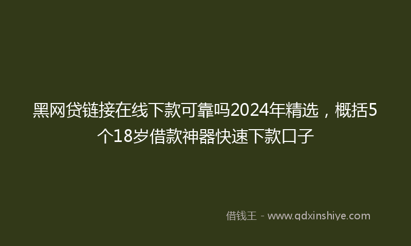 黑网贷链接在线下款可靠吗2024年精选，概括5个18岁借款神器快速下款口子