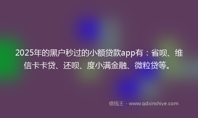 2025年的黑户秒过的小额贷款app有：省呗、维信卡卡贷、还呗、度小满金融、微粒贷等。