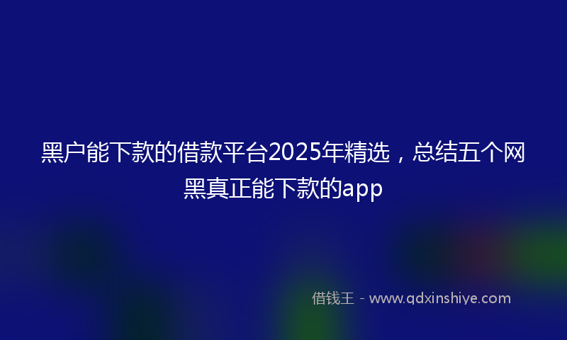 黑户能下款的借款平台2025年精选，总结五个网黑真正能下款的app