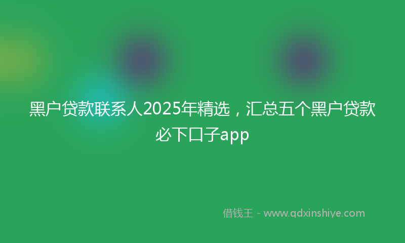 黑户贷款联系人2025年精选，汇总五个黑户贷款必下口子app