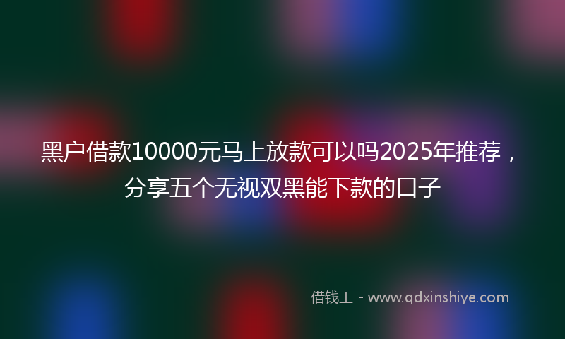 黑户借款10000元马上放款可以吗2025年推荐，分享五个无视双黑能下款的口子