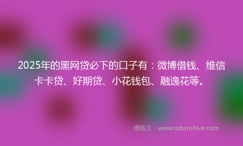 2025年的黑网贷必下的口子有：微博借钱、维信卡卡贷、好期贷、小花钱包、融逸花等。