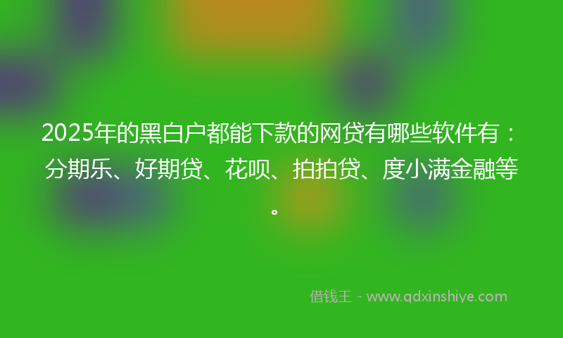 2025年的黑白户都能下款的网贷有哪些软件有：分期乐、好期贷、花呗、拍拍贷、度小满金融等。