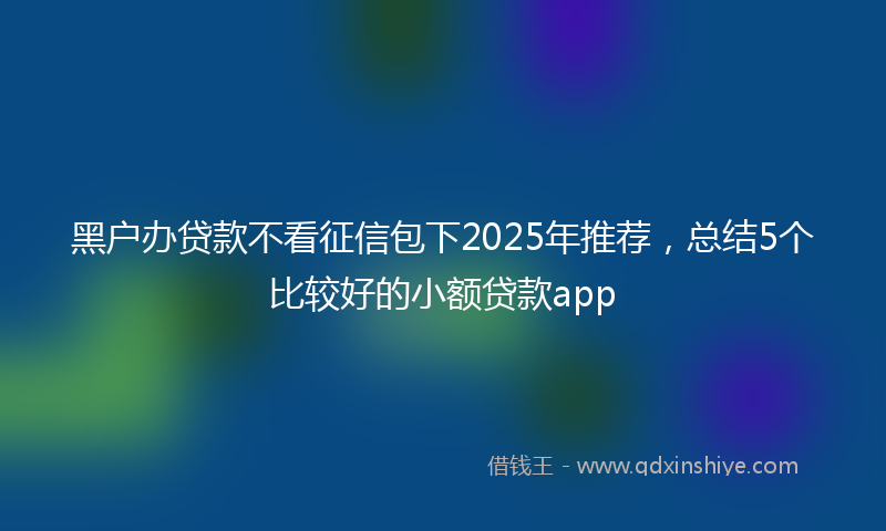 黑户办贷款不看征信包下2025年推荐，总结5个比较好的小额贷款app