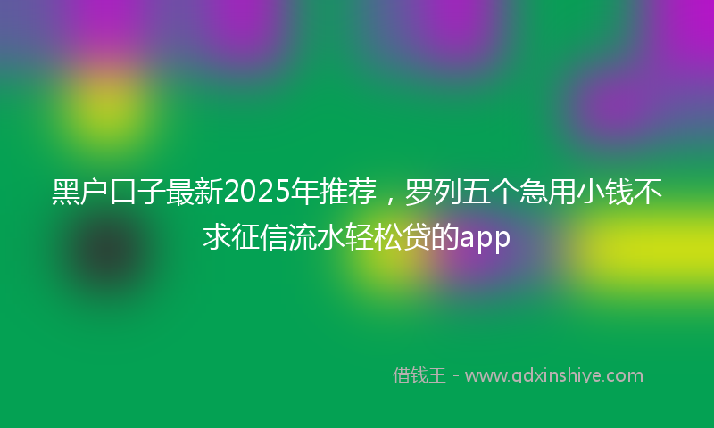黑户口子最新2025年推荐，罗列五个急用小钱不求征信流水轻松贷的app