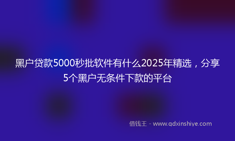 黑户贷款5000秒批软件有什么2025年精选，分享5个黑户无条件下款的平台