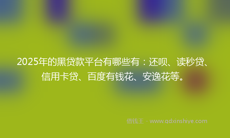 2025年的黑贷款平台有哪些有：还呗、读秒贷、信用卡贷、百度有钱花、安逸花等。