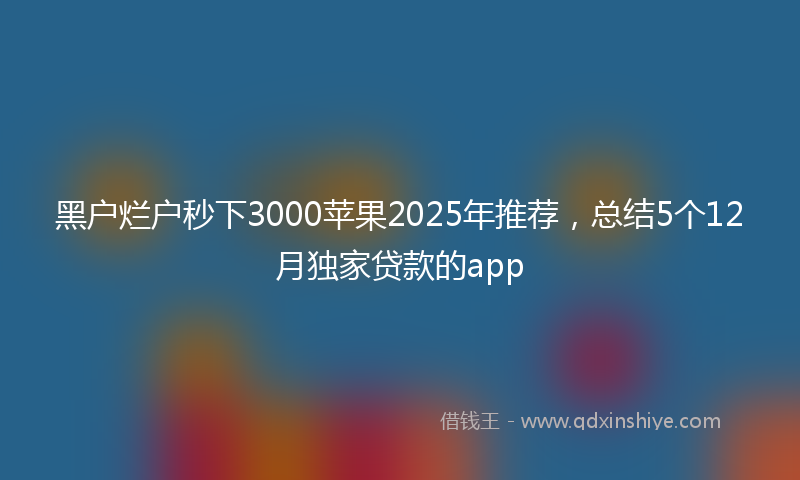 黑户烂户秒下3000苹果2025年推荐，总结5个12月独家贷款的app