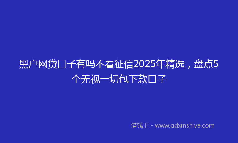 黑户网贷口子有吗不看征信2025年精选，盘点5个无视一切包下款口子