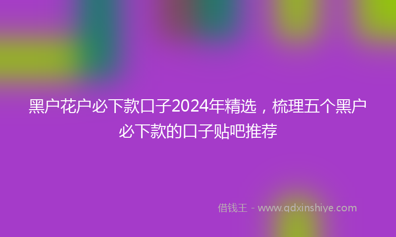 黑户花户必下款口子2024年精选，梳理五个黑户必下款的口子贴吧推荐