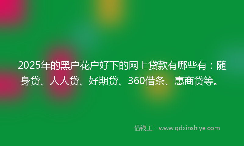 2025年的黑户花户好下的网上贷款有哪些有：随身贷、人人贷、好期贷、360借条、惠商贷等。