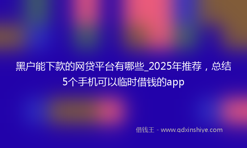黑户能下款的网贷平台有哪些_2025年推荐，总结5个手机可以临时借钱的app