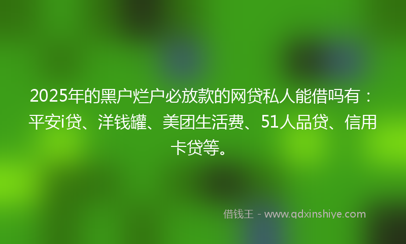 2025年的黑户烂户必放款的网贷私人能借吗有：平安i贷、洋钱罐、美团生活费、51人品贷、信用卡贷等。