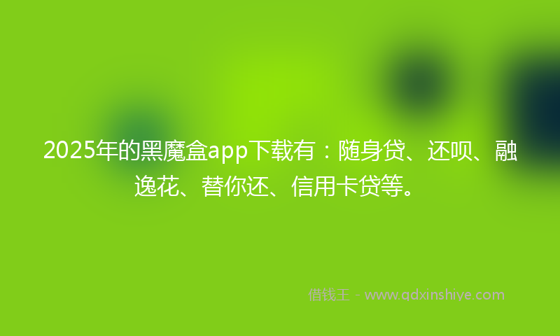 2025年的黑魔盒app下载有：随身贷、还呗、融逸花、替你还、信用卡贷等。