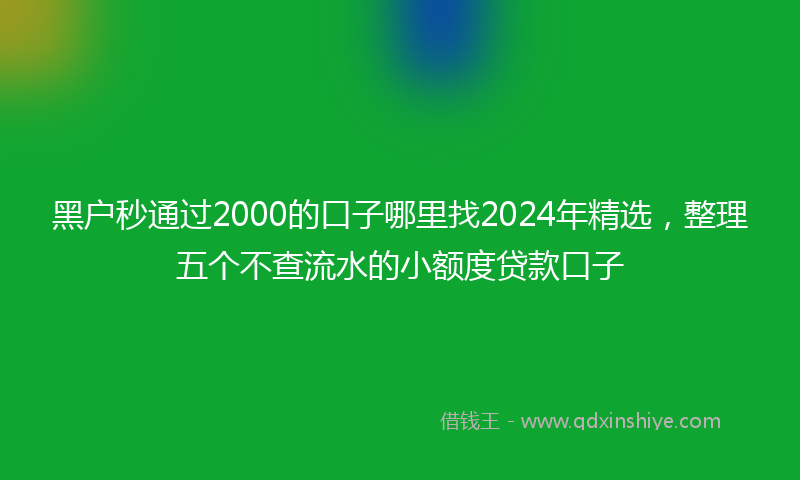 黑户秒通过2000的口子哪里找2024年精选，整理五个不查流水的小额度贷款口子