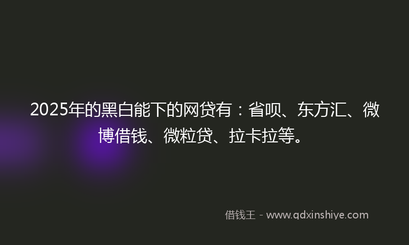 2025年的黑白能下的网贷有：省呗、东方汇、微博借钱、微粒贷、拉卡拉等。