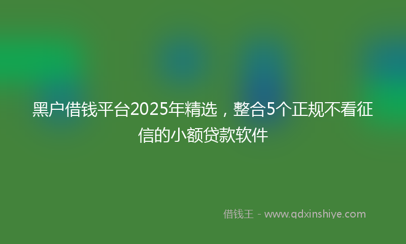 黑户借钱平台2025年精选，整合5个正规不看征信的小额贷款软件