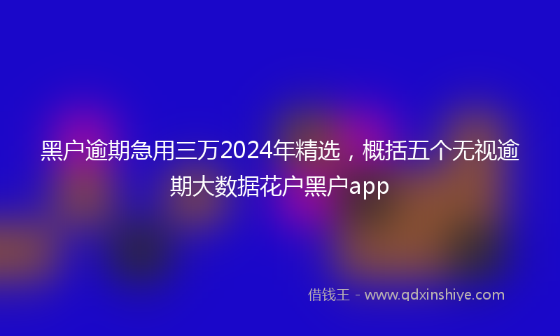 黑户逾期急用三万2024年精选，概括五个无视逾期大数据花户黑户app
